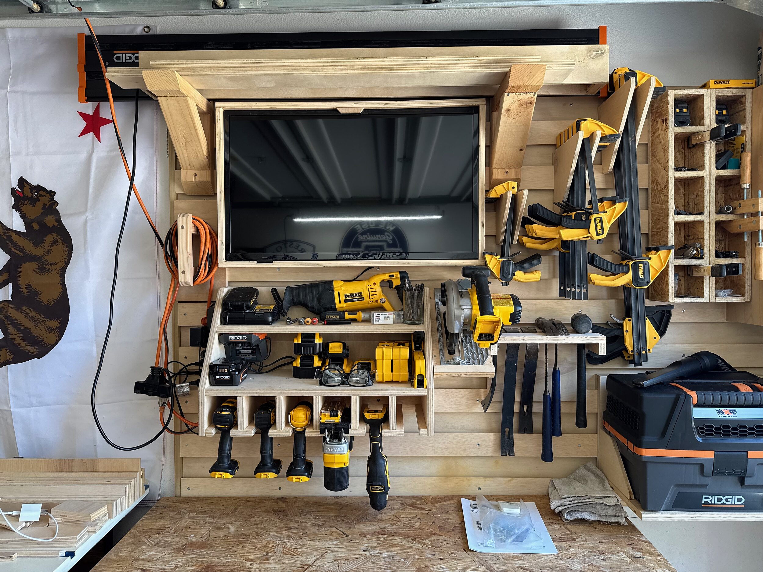 DIY French Cleat Tool Wall with a Built-In Battery Charging Station