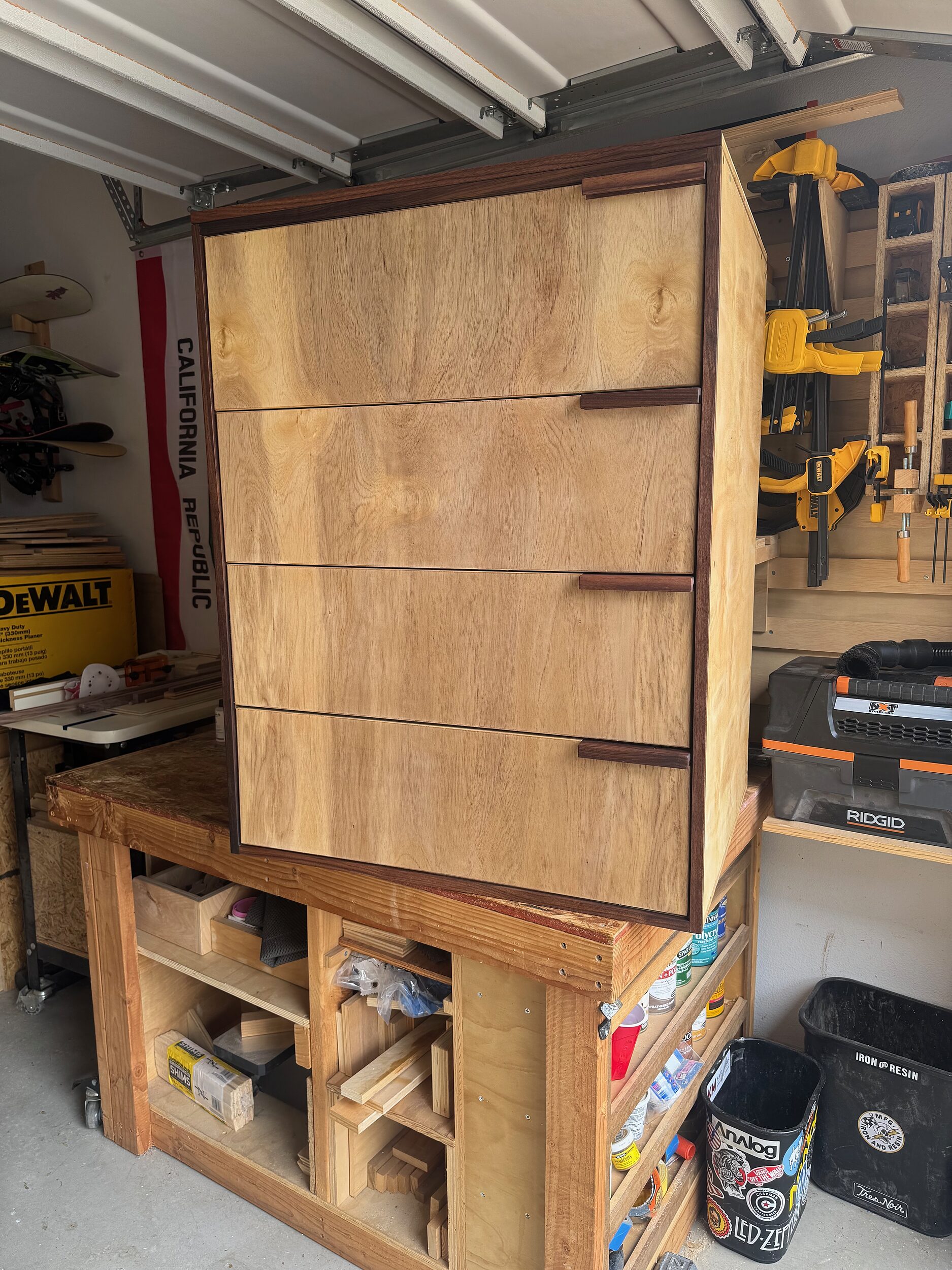 Modern Four-Drawer Dresser with Walnut Trim