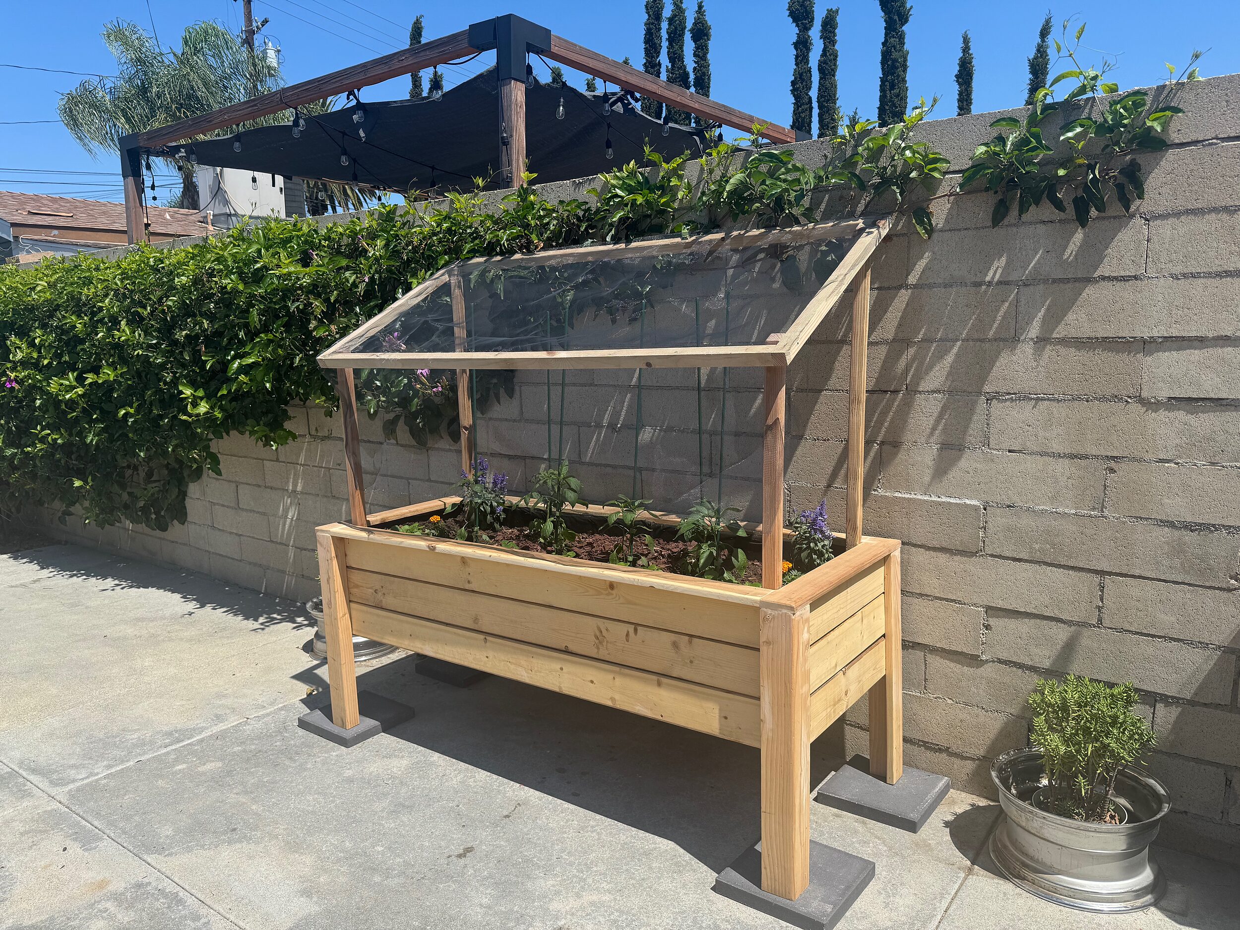 Raised Garden Bed With a Shade Cover